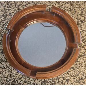 Vintage Homco Wooden Mirrored Lazy Susan Wall Hang or Table Piece